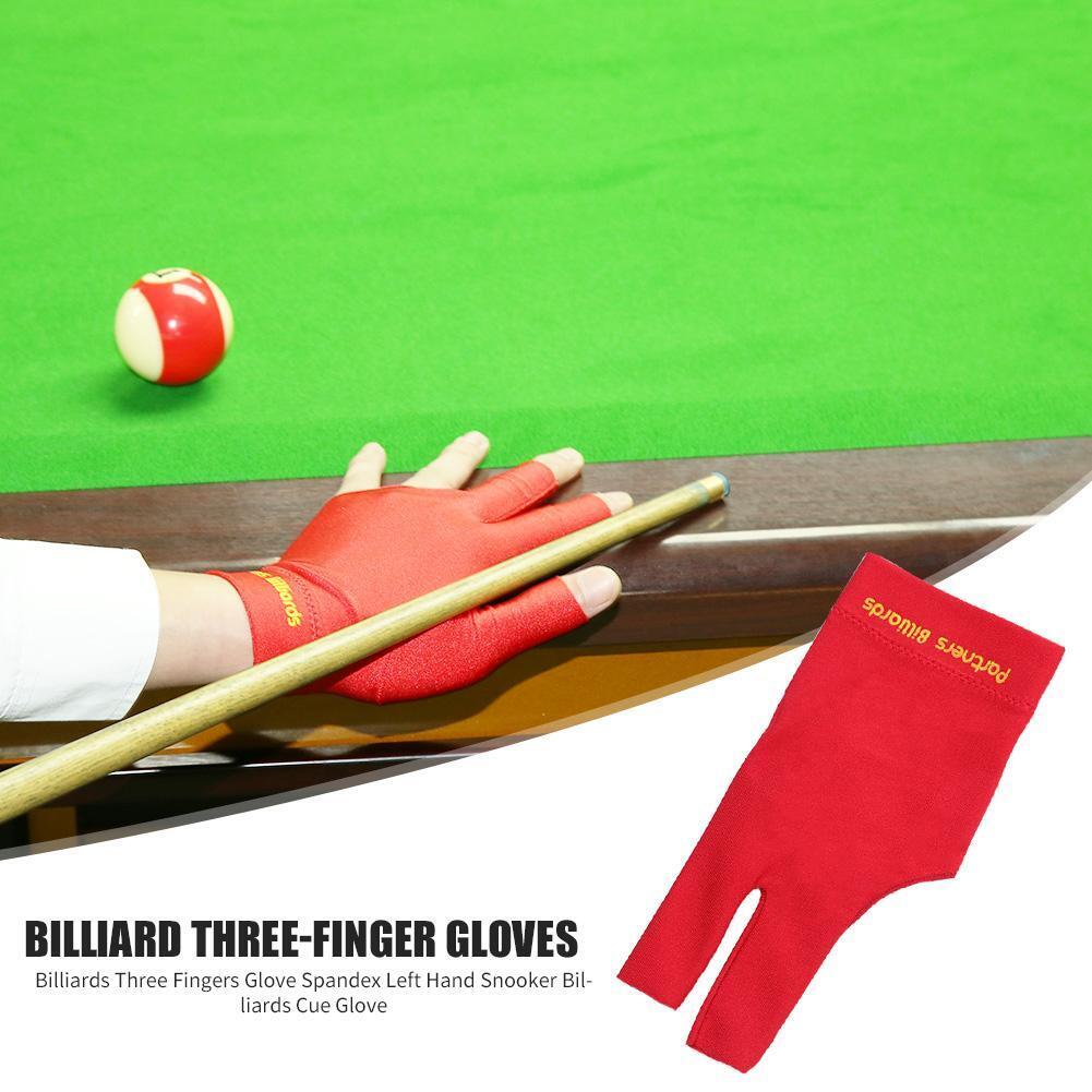 Billiards Three Fingers Glove Left Hand Billiard Glove Free Size (Red)