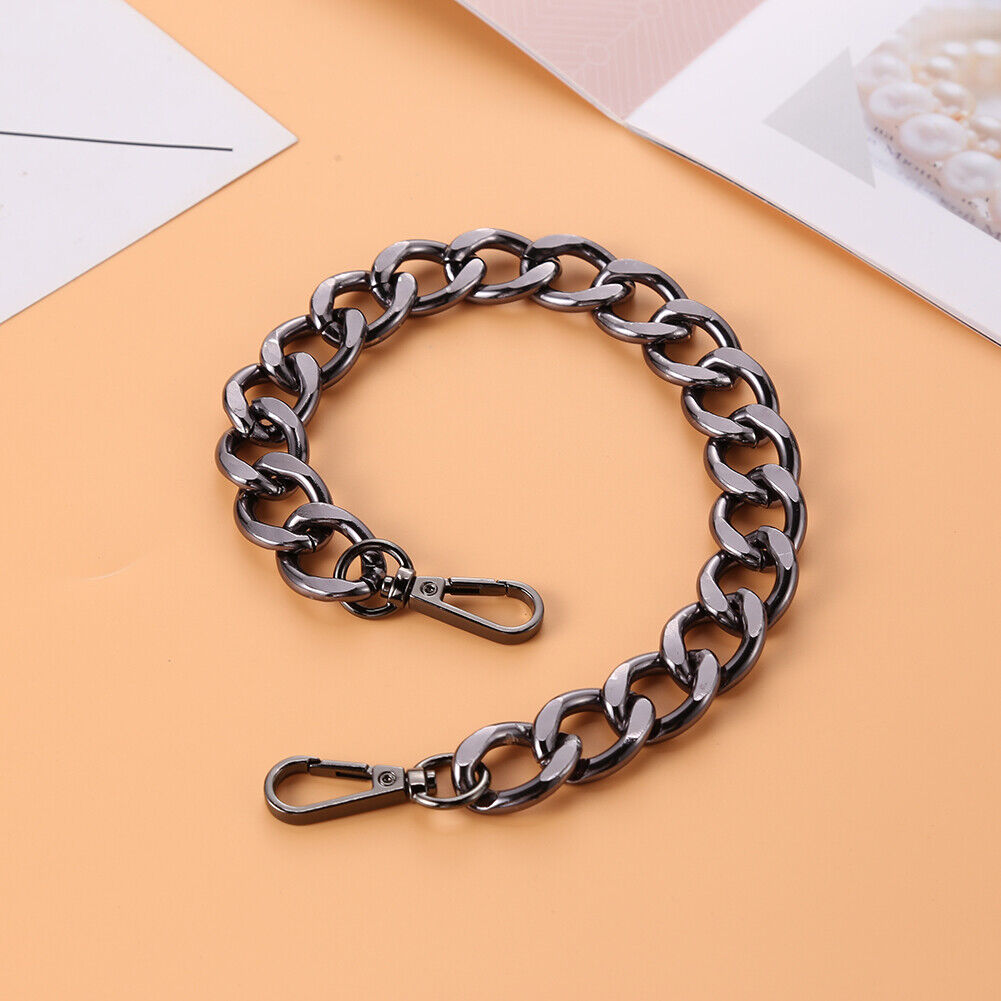 40cm Punk Metal Thick Chain Bag Shoulder Strap DIY Handbag Handles (Black)