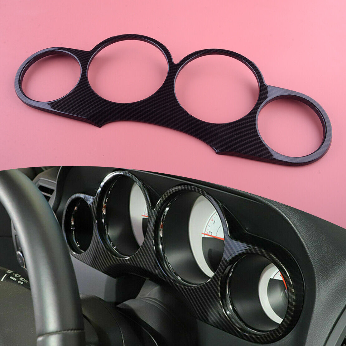 Carbon Fiber Color Dashboard Meter Cover Trim Fit For Dodge Challenger 2009-2014