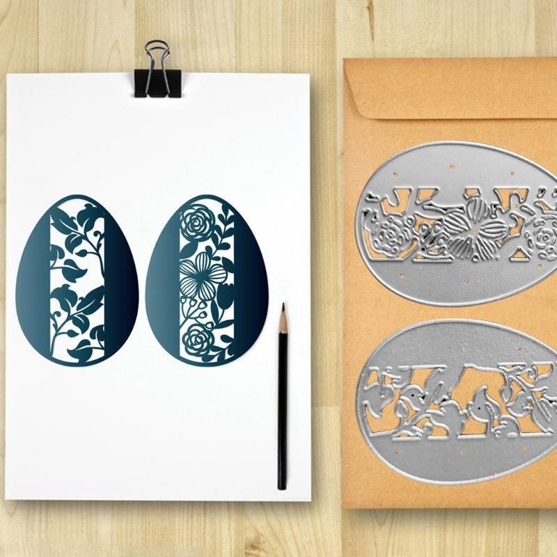 2pcs/set Hollow Flower Eggs Metal Cutting Dies Stencil Scrapbooking DIY Album