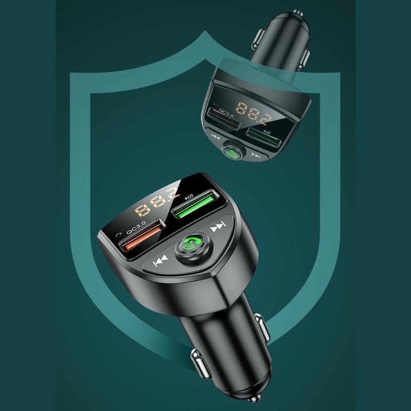 TYPE-C 5V Car Mp3 Player FM Transmitter Dual Digital Display for 12-24V Cars