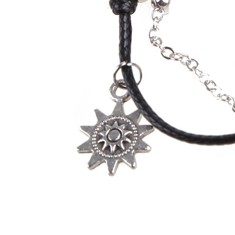 Women Elegant Double Chain Sun Pendant Beads Anklet Bracelets Beach Foot Jewelry