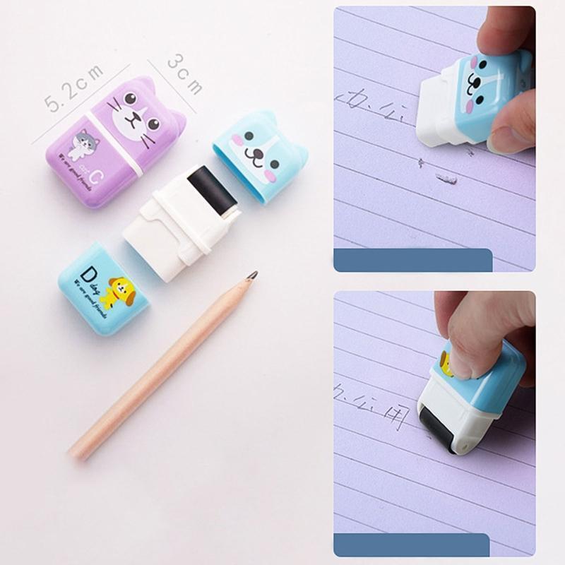 Cartoon Eraser Roller with Lid Portable Pencil Eraser Birthday Party Supplies