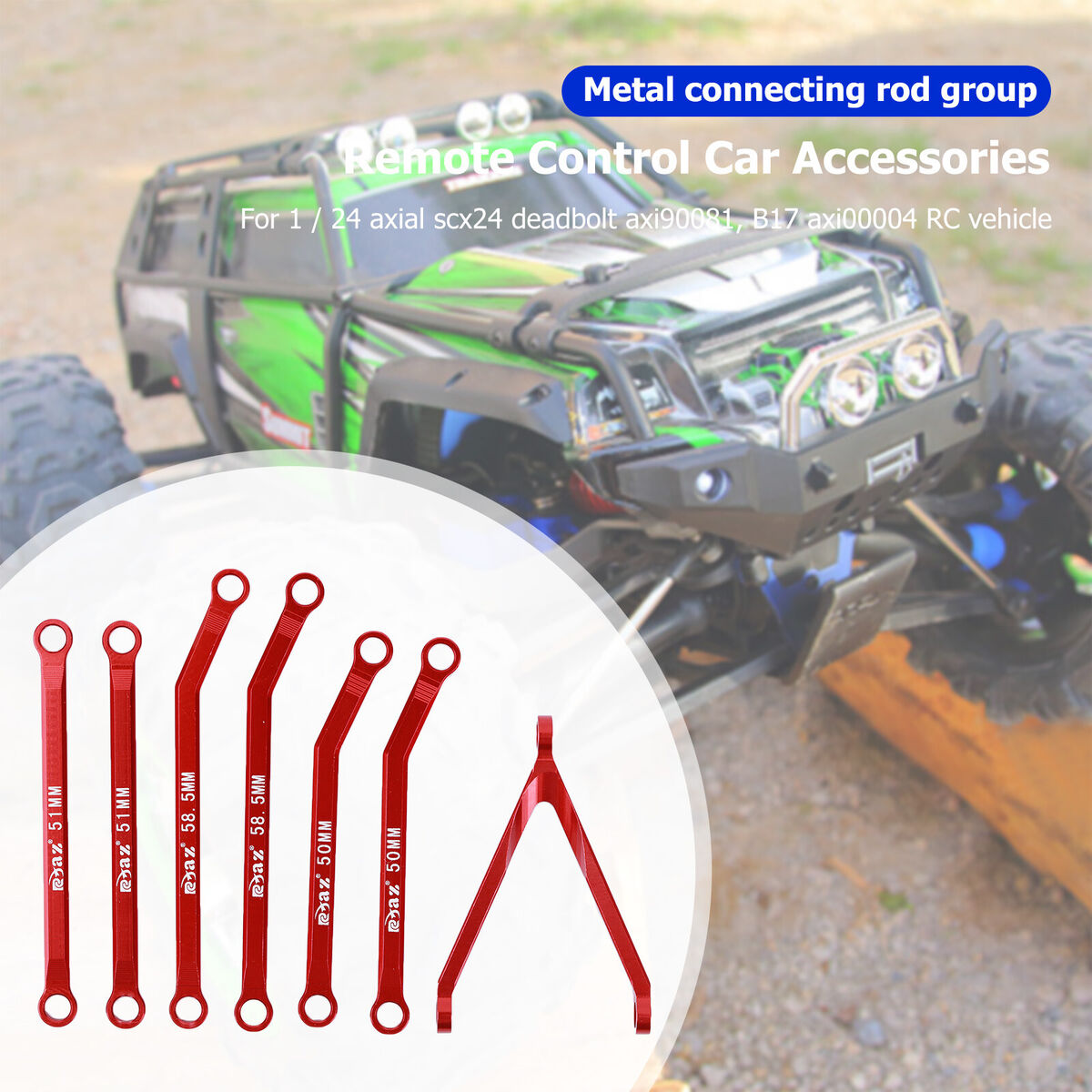 RC Car High Clearance Chassis Links Set for 1/24 Axial SCX24 B17 (Red)