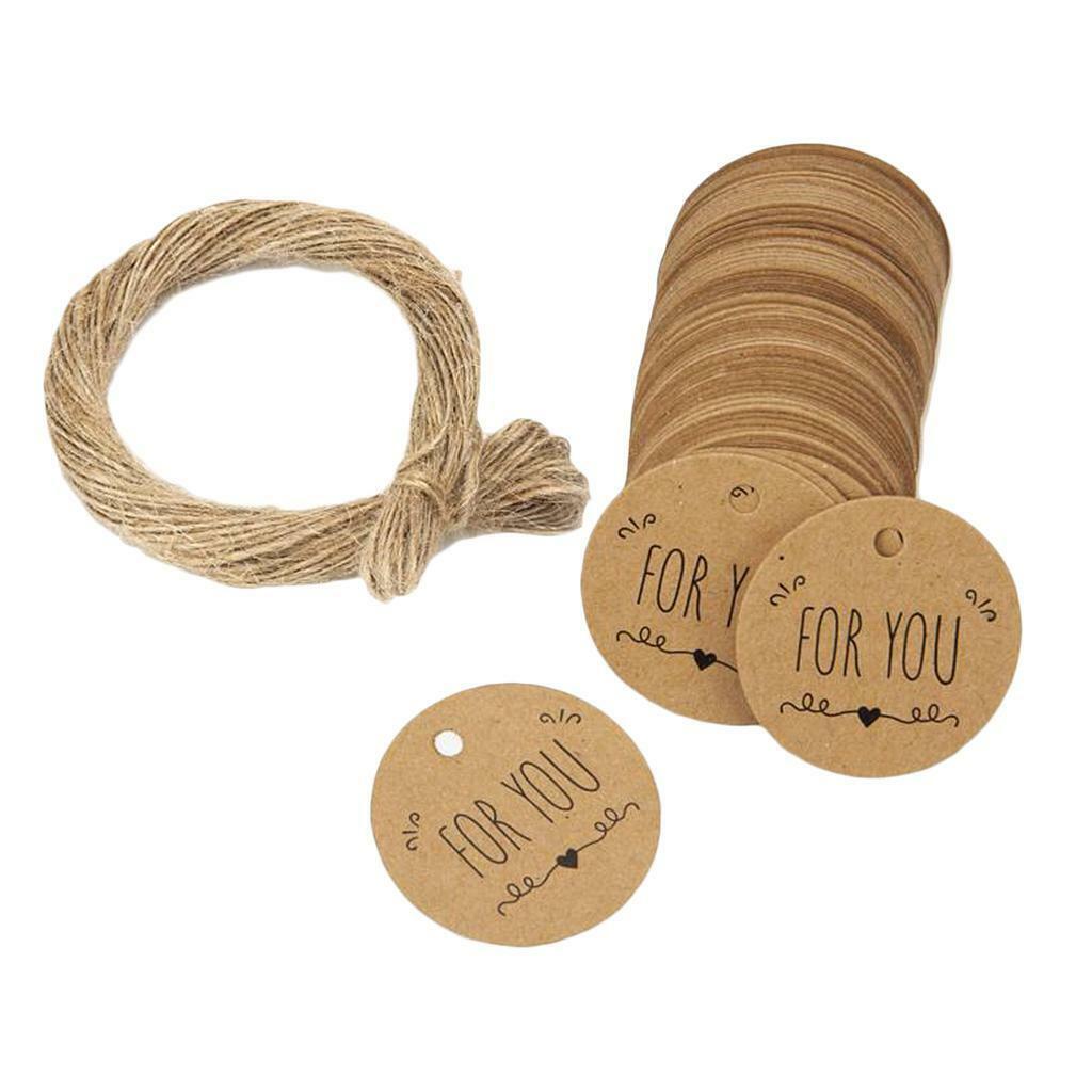 100pcs Round Kraft Paper Tags Hanging with  Wedding DIY Cards