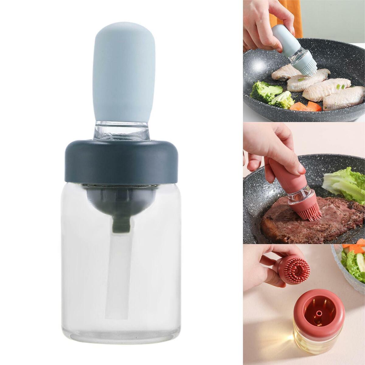 Set of 3  Oil Bottle with Brush for  Pastry Cooking BBQ Sauce