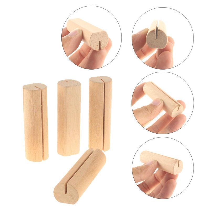 20PCS Cylinder Wood Place Card Holders Table Number Stands for Wedding Desktop