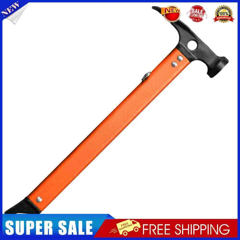 Outdoor Camping Tent Peg Hammer Steel Hiking Stakes Nail Puller (Orange)