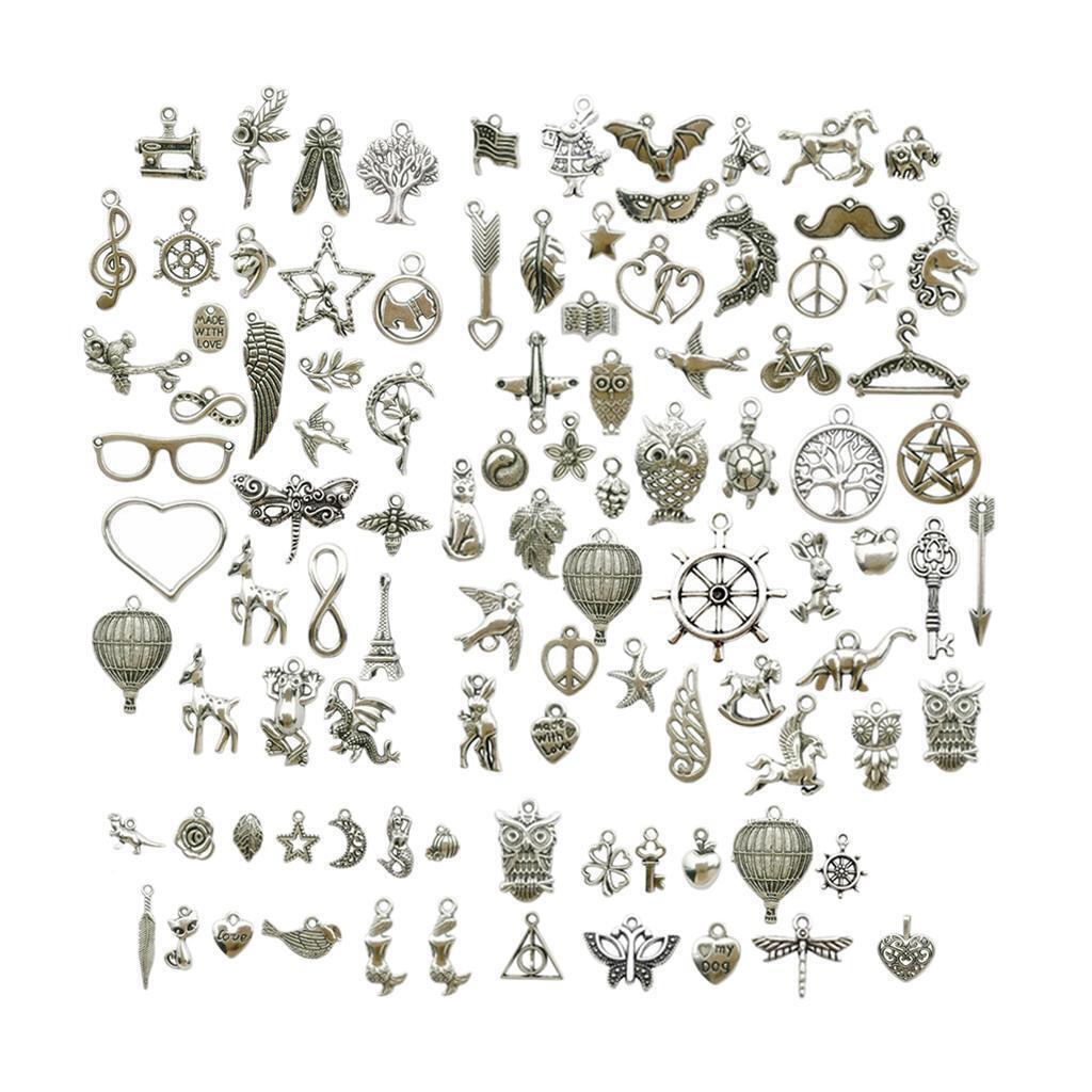 100pcs    Assorted Charms Pendants for Necklace Making DIY