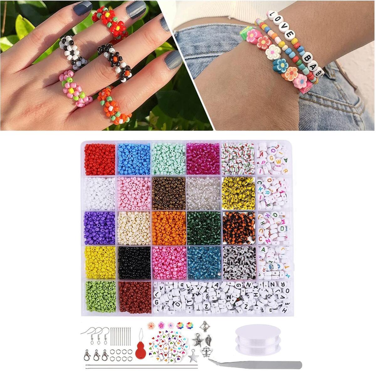 8061Pcs Beads for Jewelry Making Supplies Kit for DIY Art and Craft Bracelets
