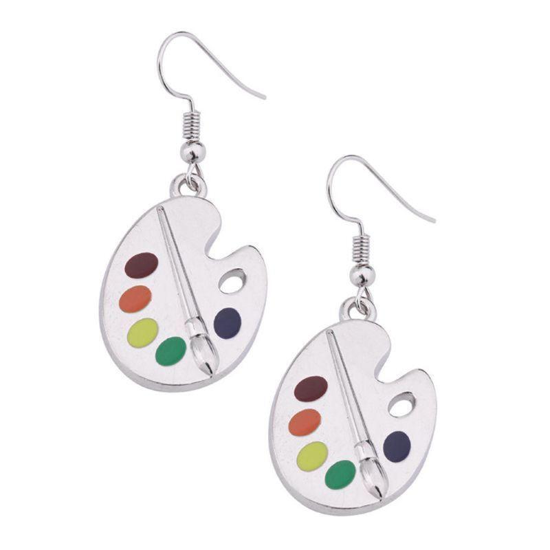 Artist Jewelry Decor Colorful Paint Palette Dangle Earrings Trendy Drop Earrings
