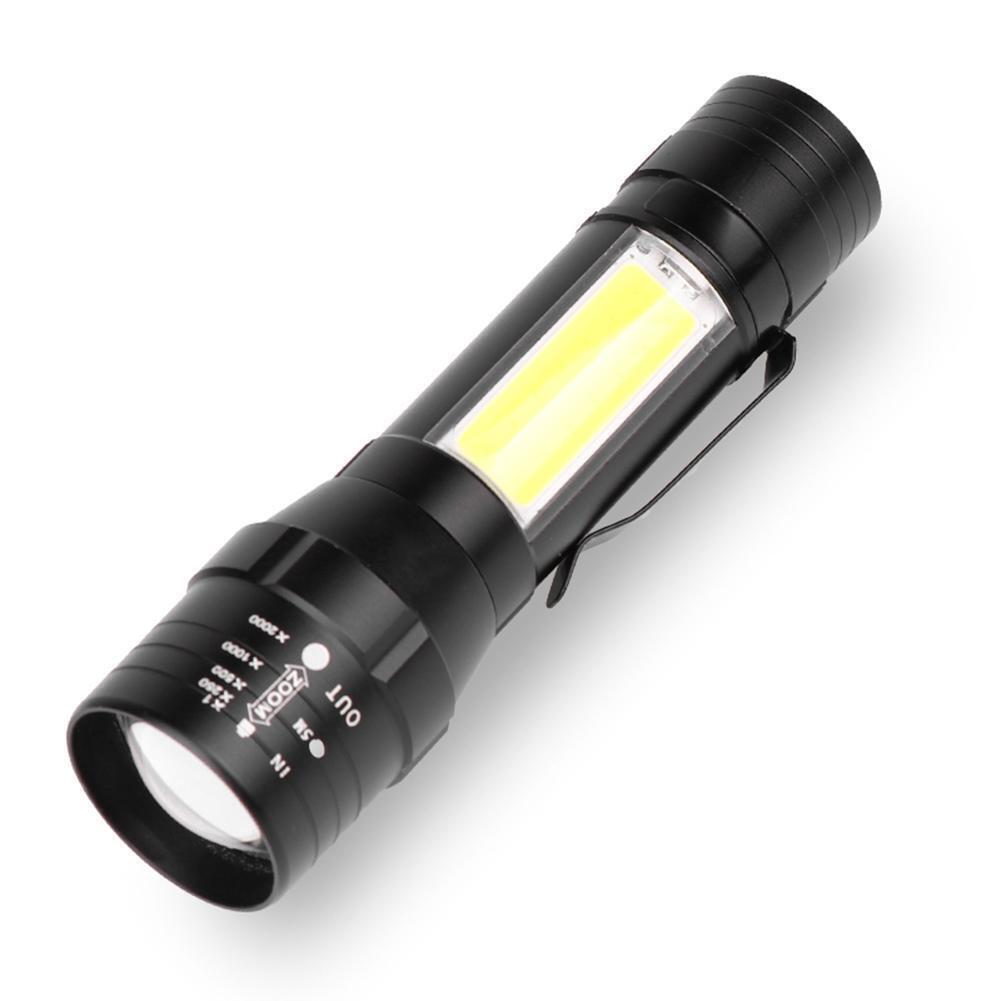 Zoom T6+COB LED Flashlight USB Rechargeable 4 Modes IP44 Waterproof Torch