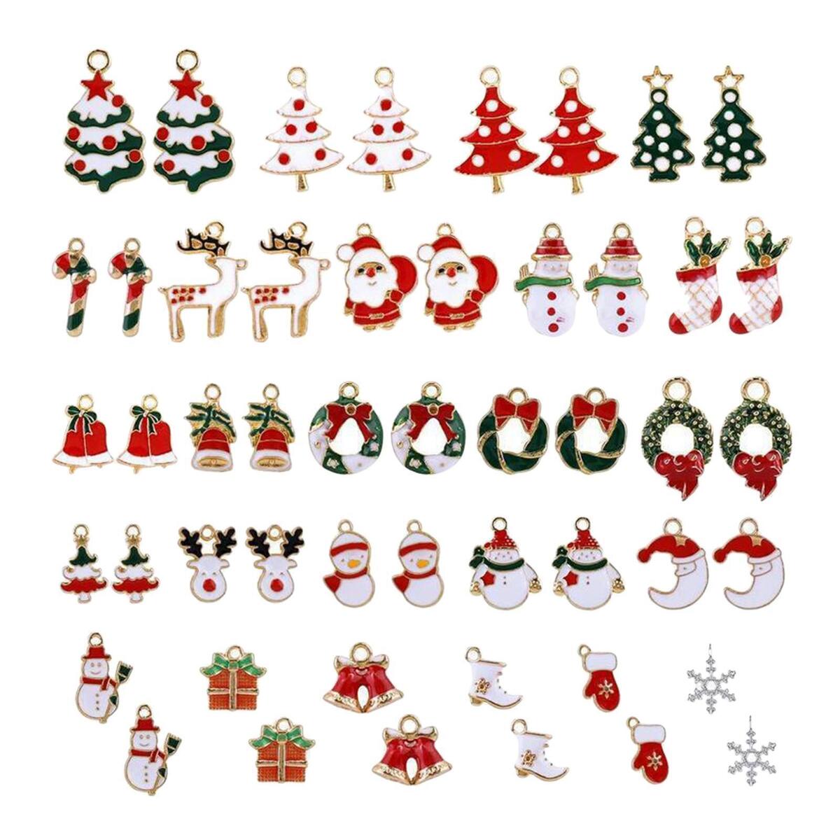 50x Enamel Christmas Charms Pendant Snowman for   Making Necklace