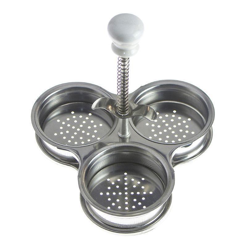 Stainless Steel Egg Poacher 3 Grid Steamer Eggs Boiler Multi Function Gadgets