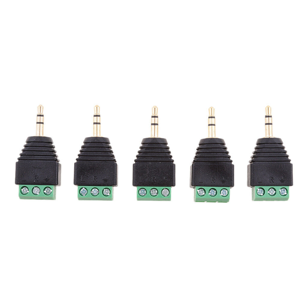 20x 3.5mm 1/8" Stereo  Plug to AV 3-Screw Terminal Block  Connector