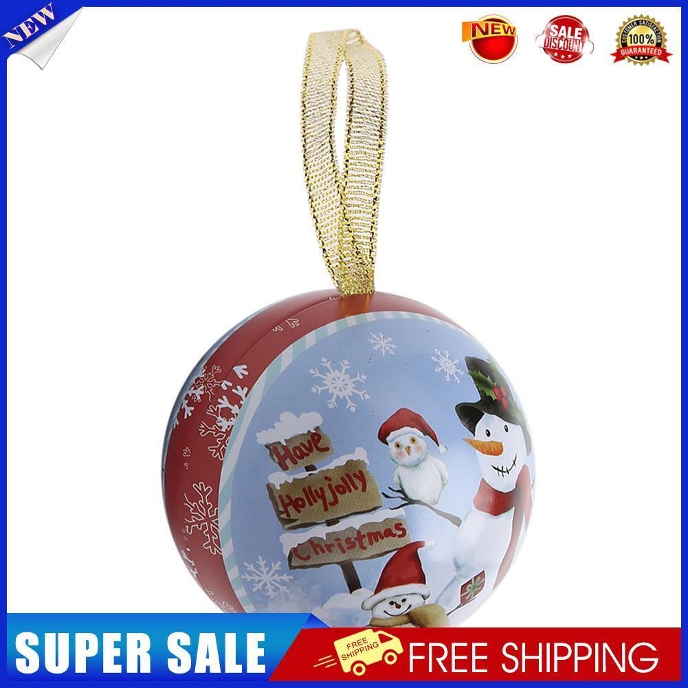 Santa Claus Snowball Tin Box Candy Gift Box Christmas Decor Supply (Snowman