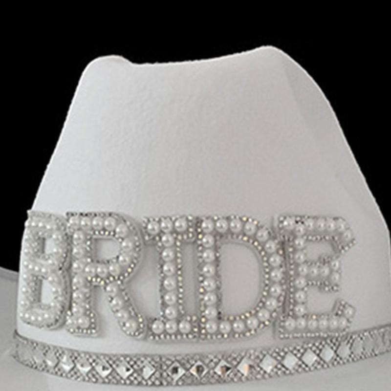 Creative Bride Letter Cowgirl Hat Wide Brim Western Style Comfort for Wedding