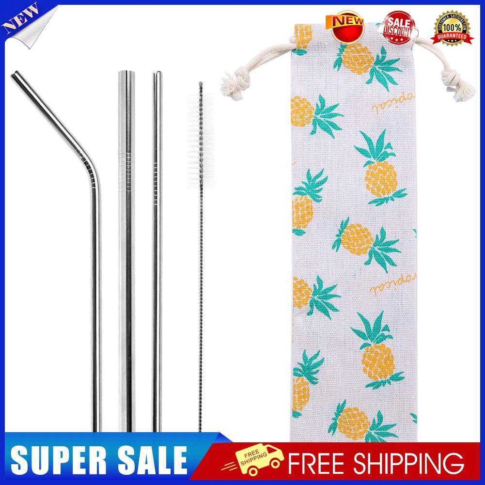 5pcs Stainless Steel Drinking Straw+Cleaner Brush Coffee Tool (Pipette-A)