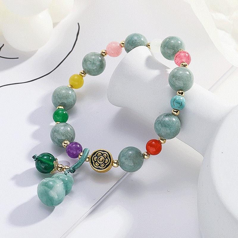 Ladies Female Green Hanging Gourd Lucky Charm Jewelry Accessories Jade Bracelet