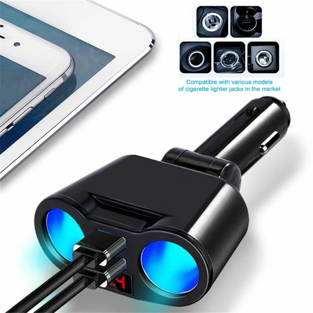 Charging Auto Car Cigarette Lighter 2 Way Dual Adapter Car Charger Charger Plug