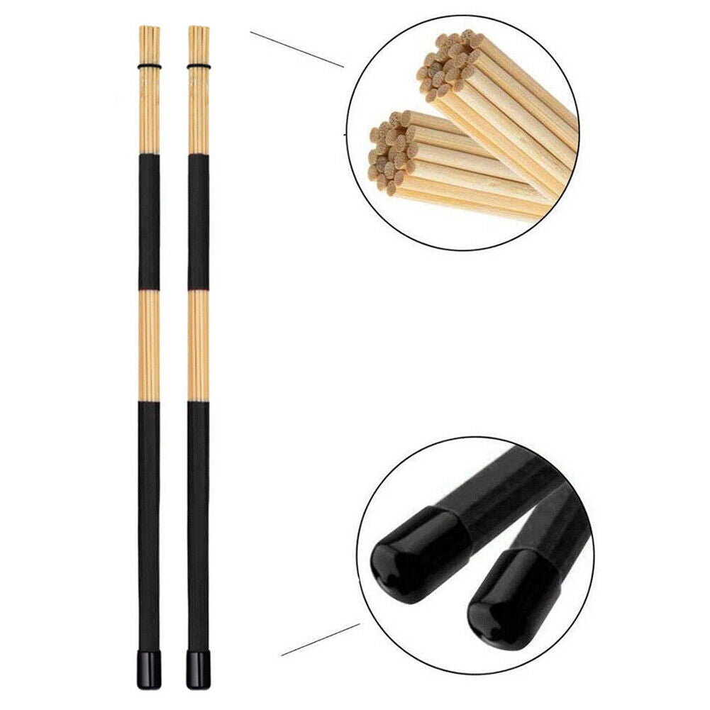 6x Drum Sticks Wood Drumsticks Wire Brush w/Carry Bag Percussion Instrument