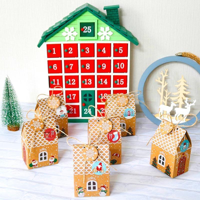 Christmas Advent Calendar Box DIY Candy Biscuit Guest Favors Wrapping