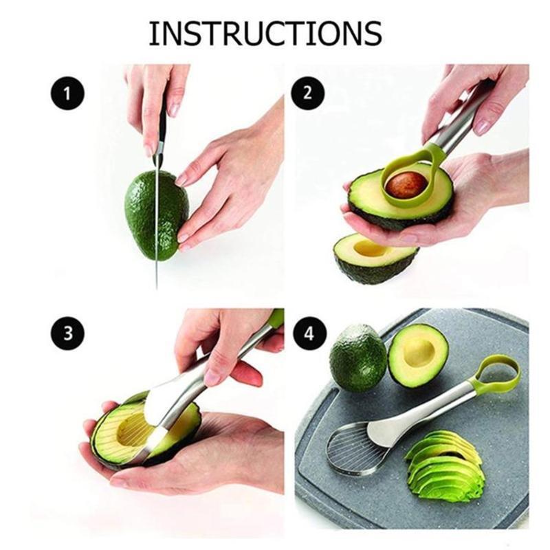 Stainless Steel Avocado Slicer 2-in-1 Avocado Cutter for Kiwi Dragon Fruit