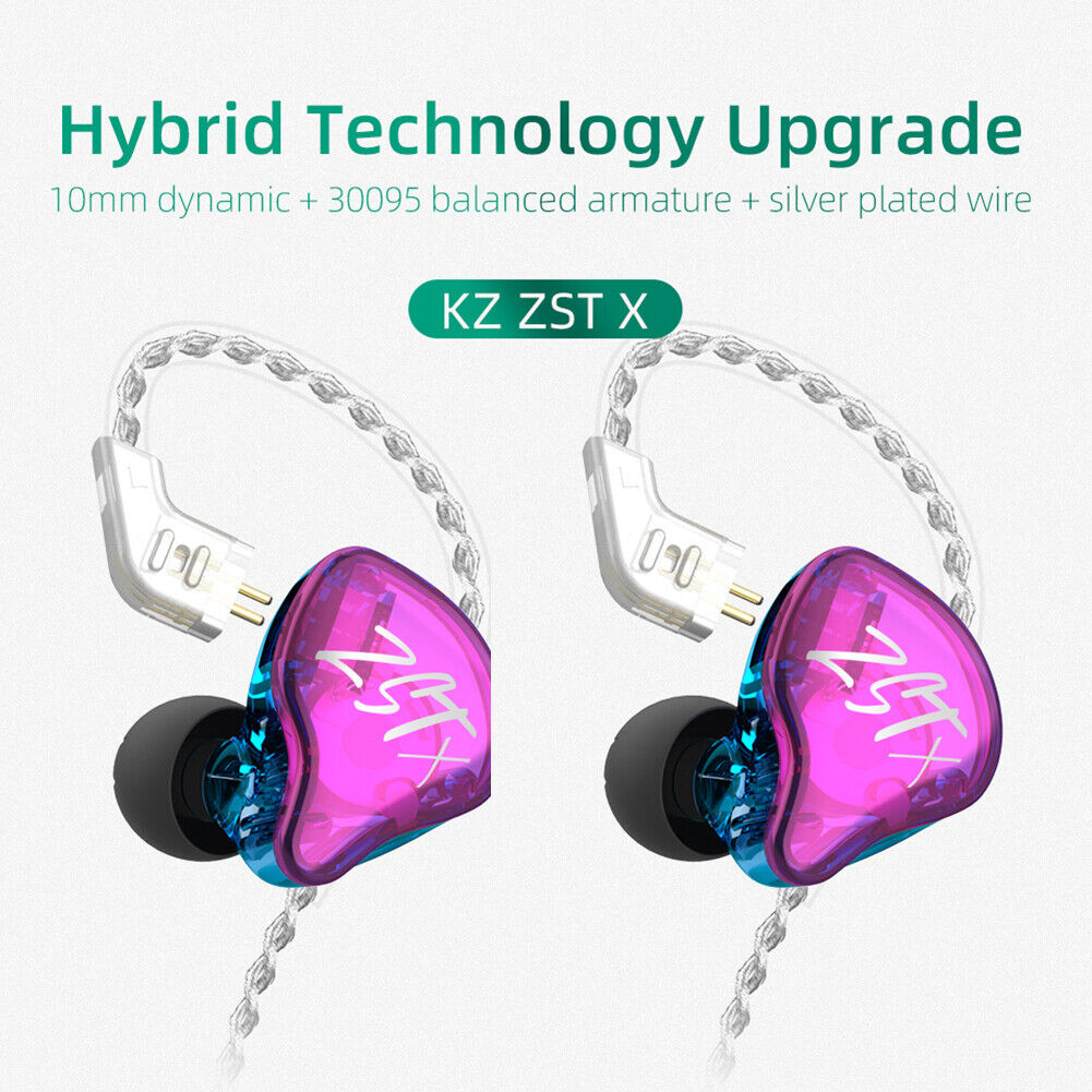 KZ ZST X Hifi Sport Headset Wired In-Ear Gaming Headphones w/o Mic (Purple)