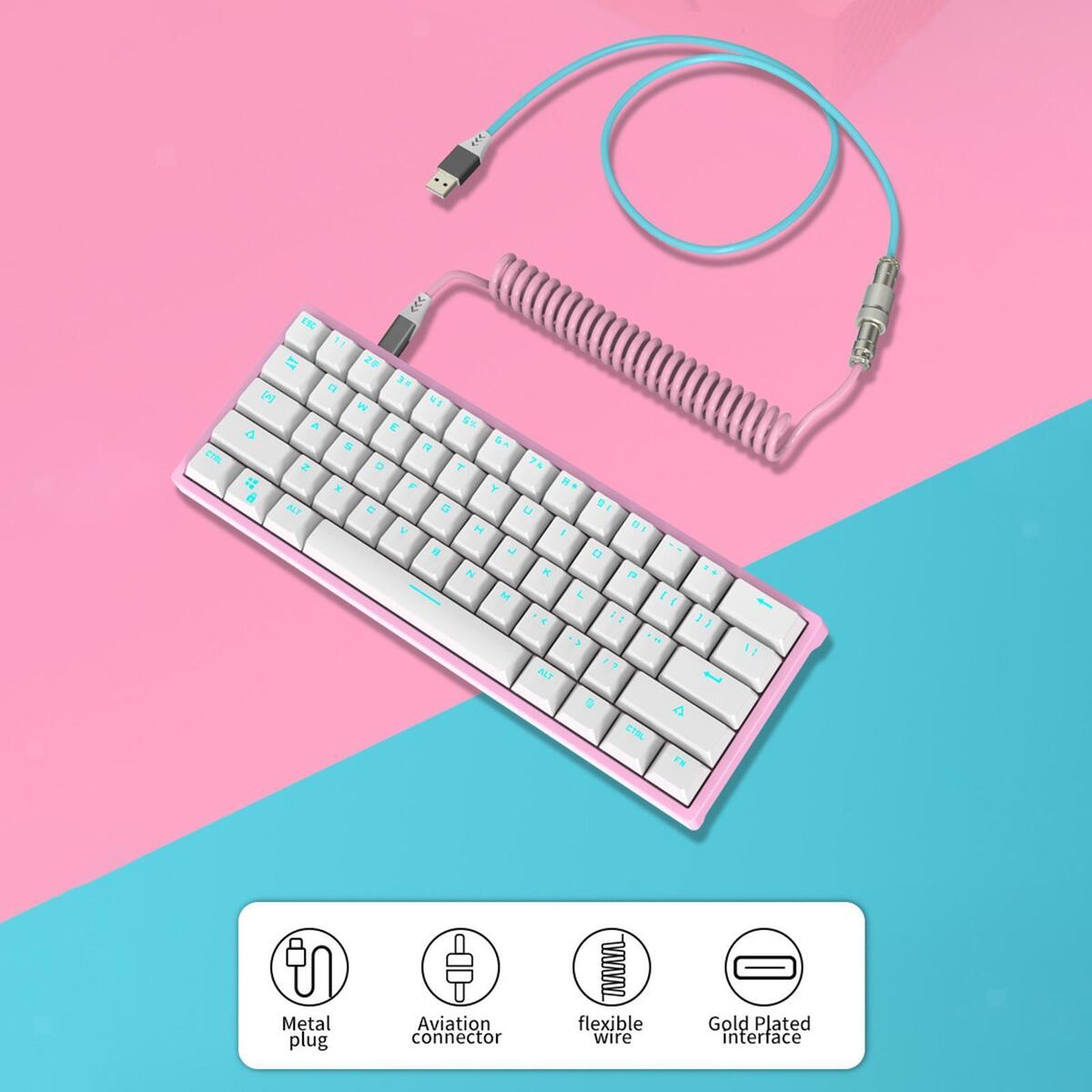 Coiling Spring Sprial Cable with Metal Connector for Mechanical Keyboard