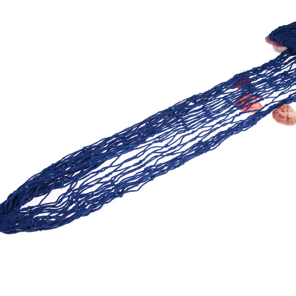 Decorative Nautical Fishing Net Seaside Wall Beach Party Sea Shell (Blue)