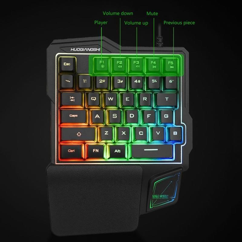 G101 USB Keyboard One-handed RGB 35 Keys Luminous Gaming Keyboards For E-gamers