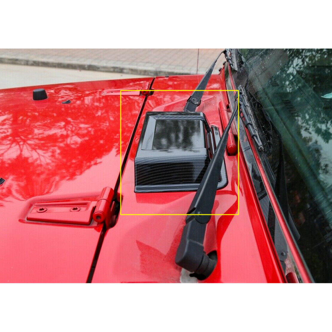 CarbonFiber Style Hood Air Vent Scoop Cover Fit for Jeep Wrangler JK TJ 1997-17