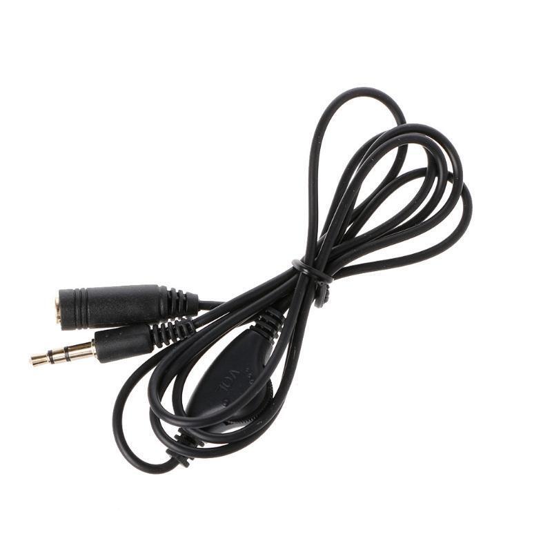 3.5mm Male To Female 3-Pole Plug Jack Stereo Audio Aux Cable With Volume Control