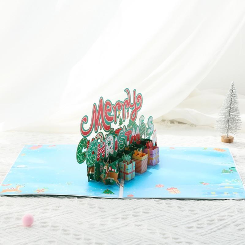 Xmas Pop Up Greeting Cards Party Blank Invitation Cards with Envelope Hand Craft