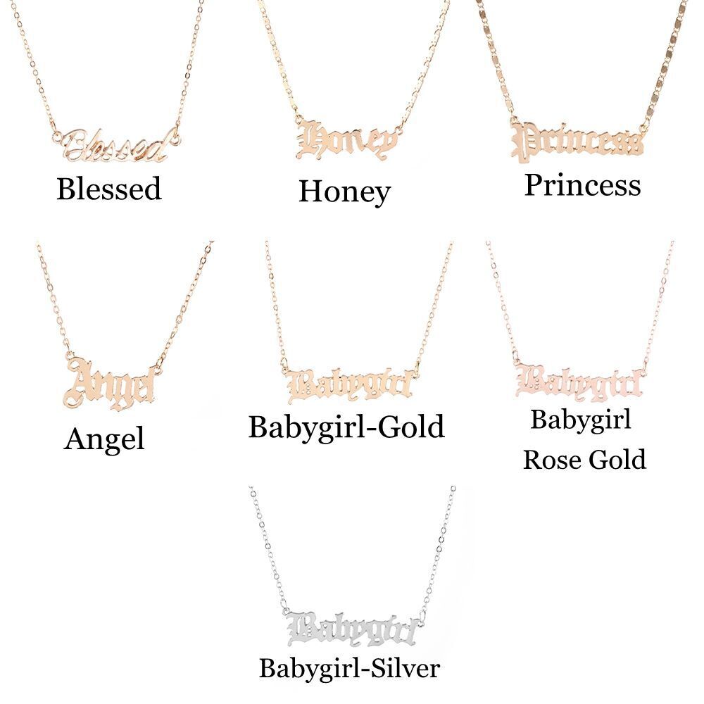 Gifts Princess Blessed Honey Angel Babygirl Bib Necklace Letter Pendants