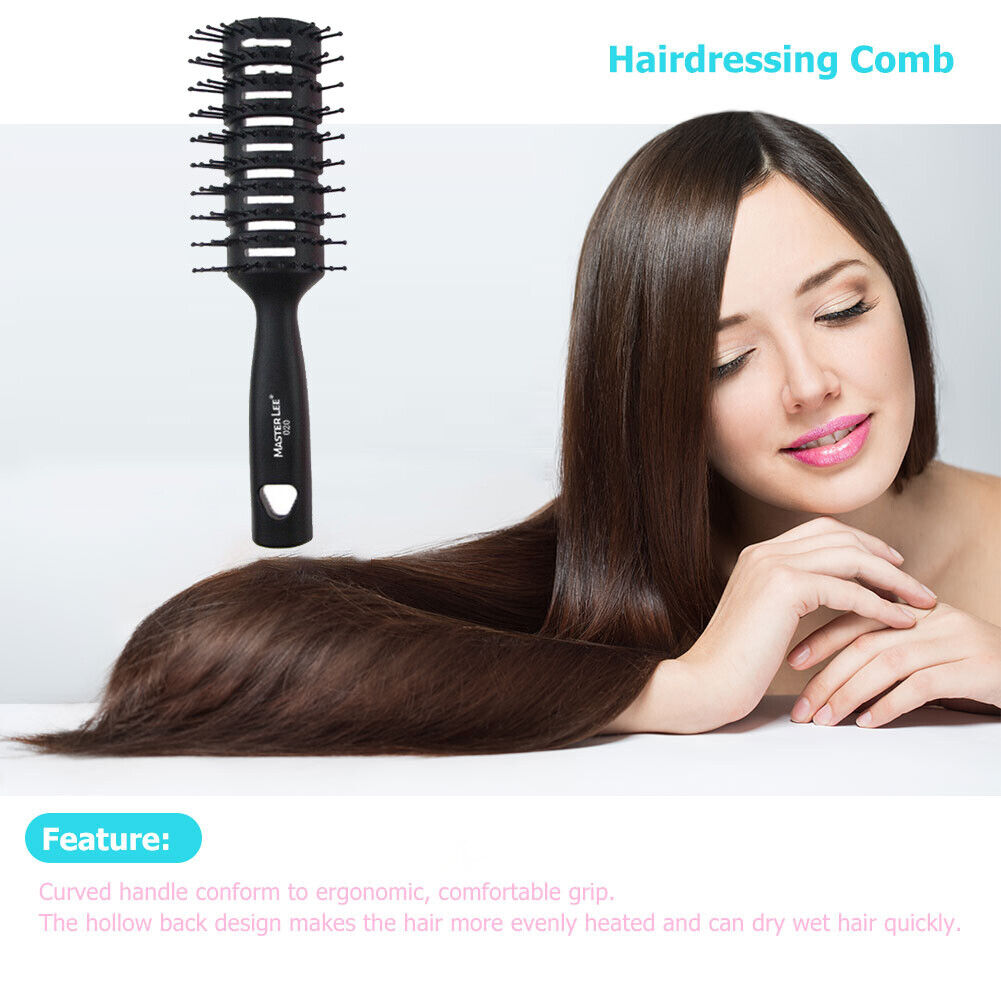 Hollow Massage Comb Anti-Static Wet Dry Scalp Styling Hair Brush (Black)