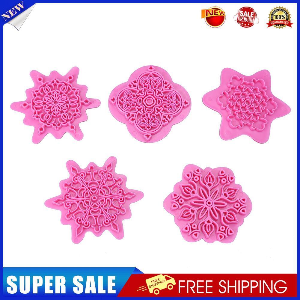 5pcs Snowflake Pattern Cutter Mold Sugarcraft Fondant Cake Decorating Tools