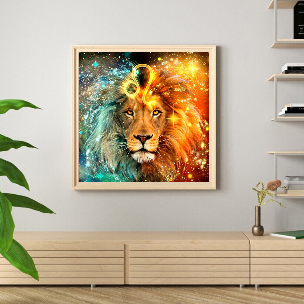 Home Handmade DIY Full Square Drill Diamond Painting 5D Lion Poster Kit