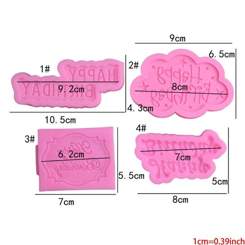 4 PCS Happy Birthday English Letters Silicone Mold Alphabet Cake Decoration