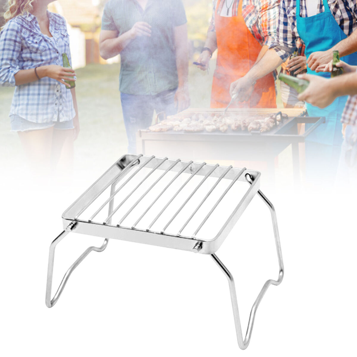 Gas Stove Stand Outdoor Camping Backpacking Barbeque Grill Rack for Fire