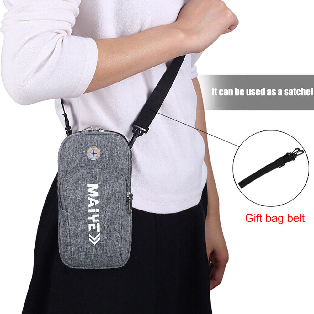 Sports Phone Bag Arm Purse Fitness Running Key Holder Money Wallet (Grey)