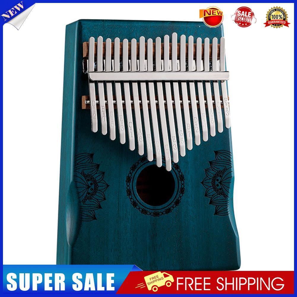 17 Key Portable Mahogany Kalimba Wooden Thumb Piano with Armrests (Blue)