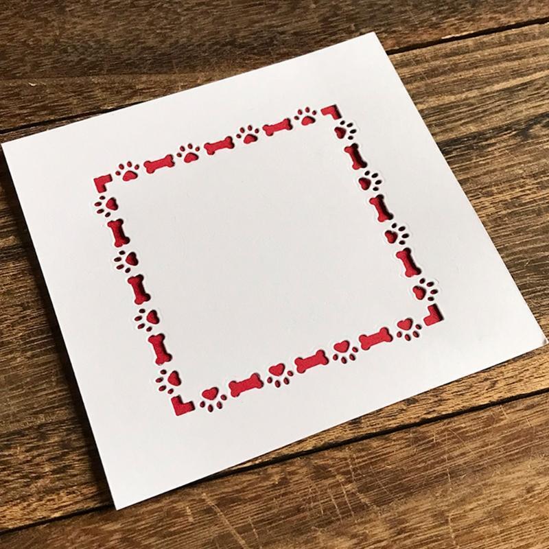 Square Dog Paw Bone Metal Cutting Dies Stencil Scrapbooking DIY Album Stamp Card