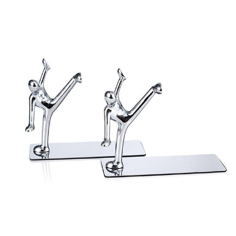 2Pcs Ceative Alloy Bookend Exquisite Metal Book Stand Desk Ornaments for Home