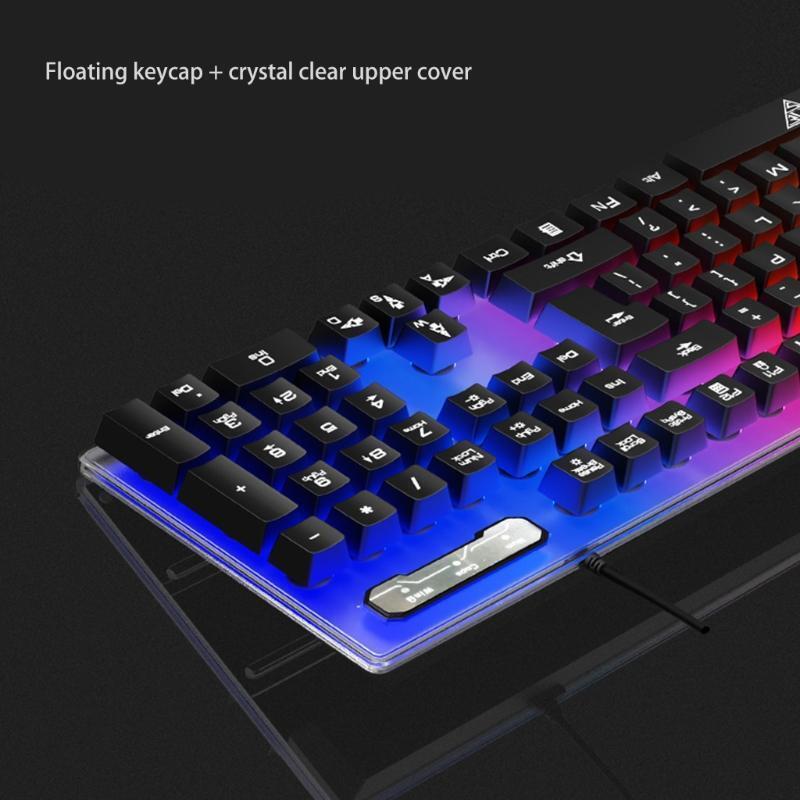 Wired Luminous Gaming Keyboard and Mouse Combo Mechanical Feel Rainbow Backlit