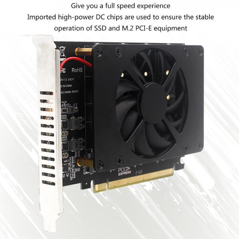 PCI-E Split Card PCI-E 4.0 X16 to NVME M.2 M Key 4 SSDs RAID Array Adapter Card