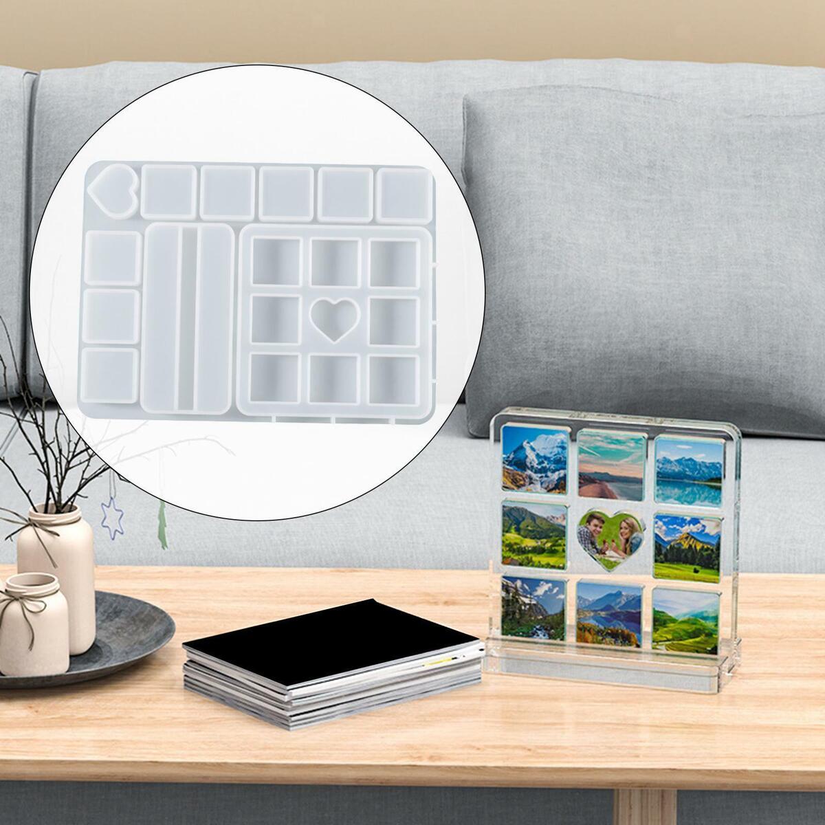Love Heart Square Photo Frame Silicone Mold Decorative Picture Display Stand