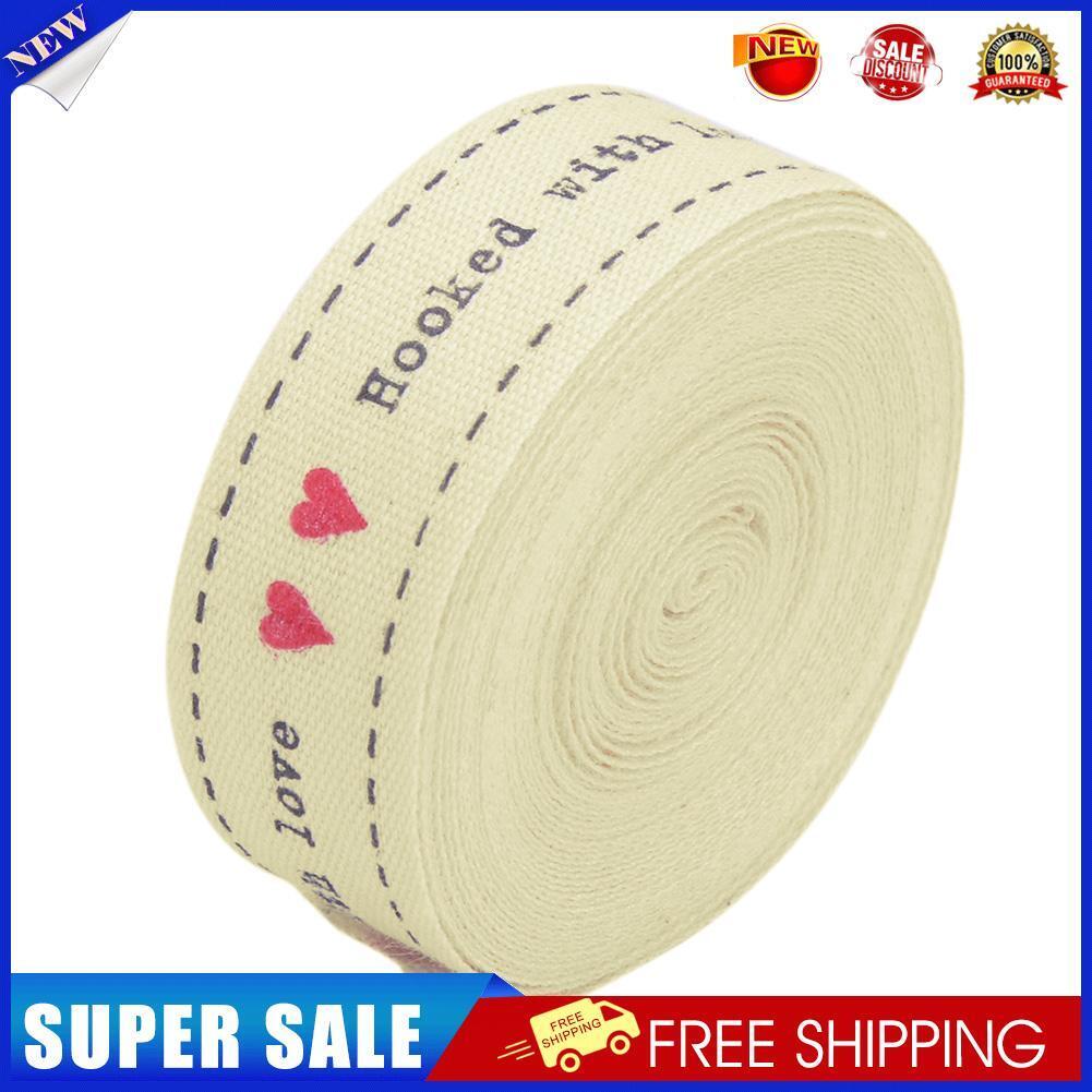 5 Yards/Lot Hooked With Love Printed Cotton Ribbons DIY Sewing Label Tags