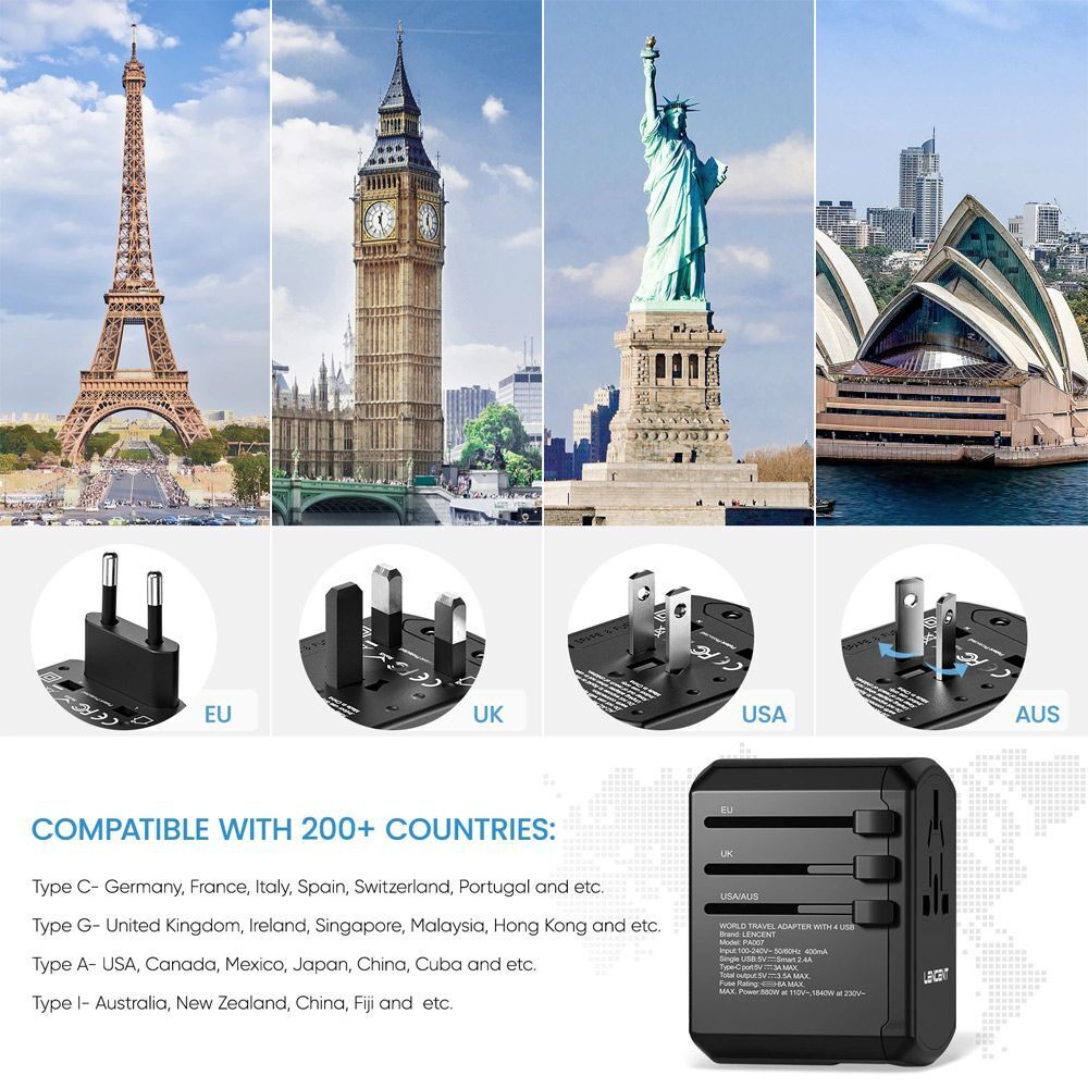 plug Accessories Sockets Travel Charger Travel Adapter 4 USB Ports Wall Charger