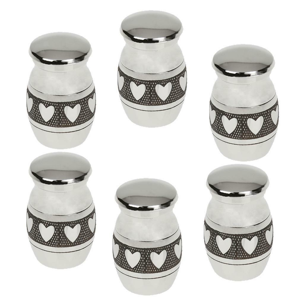 6 Pieces Stainless Steel Cremation Urn Necklace Pet Ash Container Holder